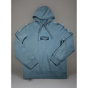 VTG Abercrombie & Fitch Soft A&F Fleece Hoodie Men S Blue Spellout Logo Sleeves